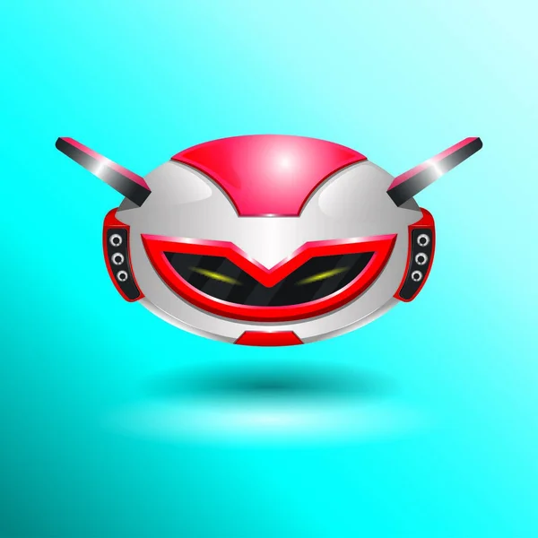Drone Con Cabeza Roja Del Robot Que Vuela Parte Serie — Foto de Stock