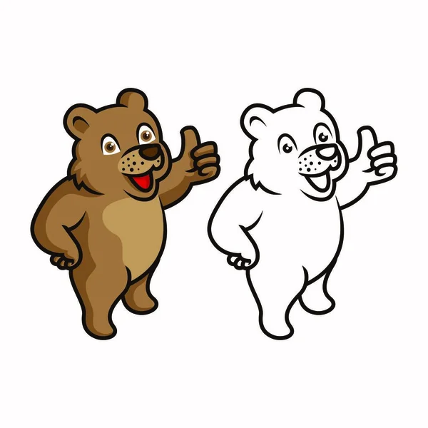 快乐的泰迪熊让拇指向上的标志 着色页 — 图库矢量图片