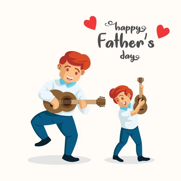 Hombre Tocando Guitarra Con Hijo Padre Hijo Tocando Música Juntos —  Fotos de Stock