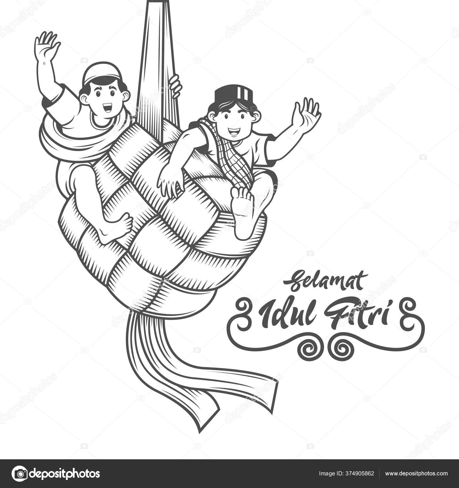 Selamat Hari Raya Aidil Fitri Another Language Happy Eid Mubarak Stock Photo By C Irondah 374905862