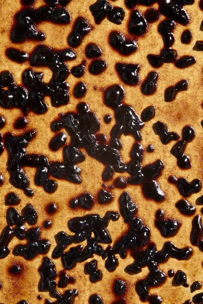 Abstract background with bizarre shapes and shapes. Close-up and macro shot of wet granules of instant coffee on wet paper.