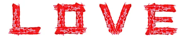 Brieven getekend met acrylverf, markering.Heerlijk. Rode letters. Handgetekende letters. Romantische handgeschreven zin. Brieven voor Valentijnsdag ontwerp, trouwkaarten, wenskaarten. — Stockfoto