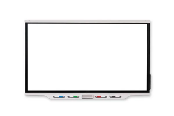 Quadro branco interativo com tela preta isolada e fundo branco — Fotografia de Stock