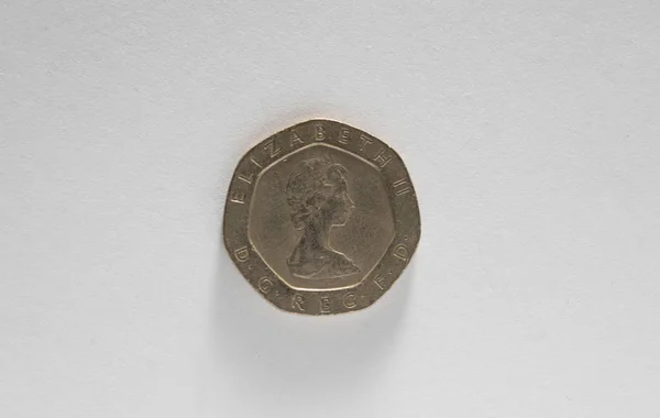 20 pennies britanniques pièce isolée sur fond blanc — Photo