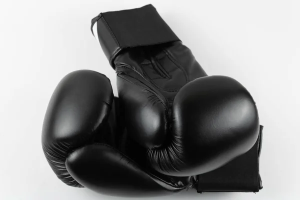 Nahaufnahme Schwarzer Boxhandschuhe Auf Weißem Hintergrund Produktbild — Stockfoto
