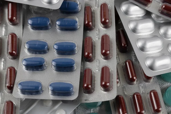 Opakowanie Leku Postaci Tabletek Fotografia Produktów Leczniczych — Zdjęcie stockowe