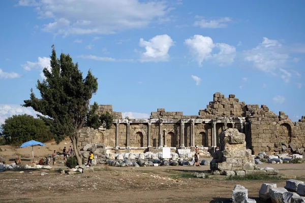 Side Turkey Ekim 2019 Eski Kentin Kalıntıları Devlet Agoras Türkiye — Stok fotoğraf