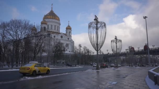 Moskau Russland Januar 2020 Bewölkter Schneereicher Wintertag Moskau Die Bewegung — Stockvideo