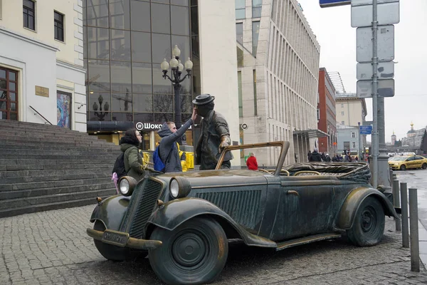 Moscow Russia February 2020 Monument Yuri Nikulin Circus Tsvetnoy Boulevard — Stock Photo, Image