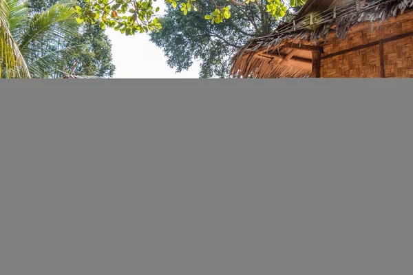 Koh Rong 'daki bambudan yapılmış tropik bungalovlar.