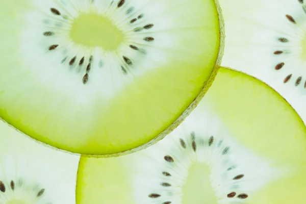 Fatia Frutas Kiwi Close Macro Shot Isolado Fundo Branco Baixo — Fotografia de Stock
