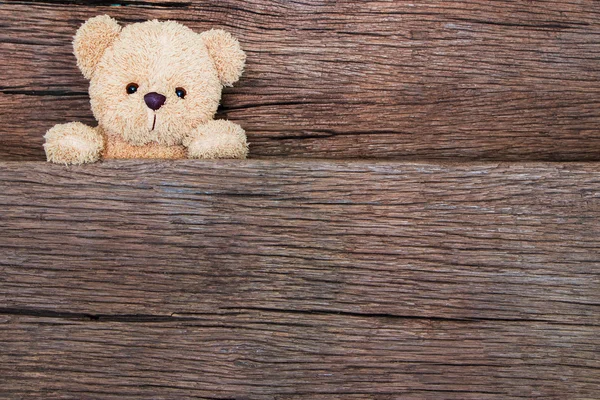 Lindos Osos Peluche Sobre Fondo Madera Vieja Con Espacio Copia —  Fotos de Stock