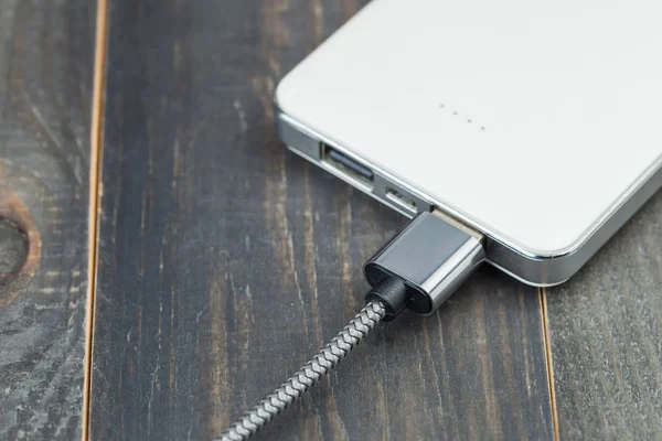 Cables usb and Power Bank — Stock Photo, Image