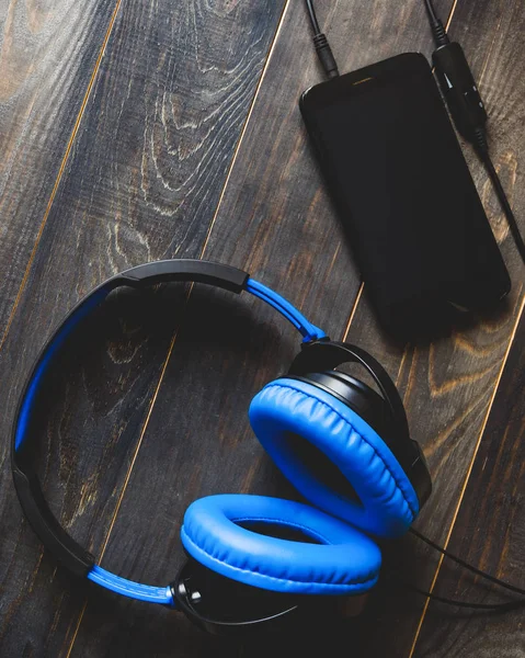 Smartphone Accessories Headphones Mobilephone Background — Stock Photo, Image