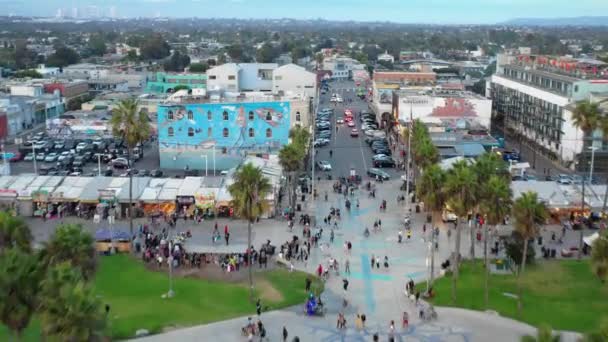 Luchtfoto van de wijk Venetië in La — Stockvideo