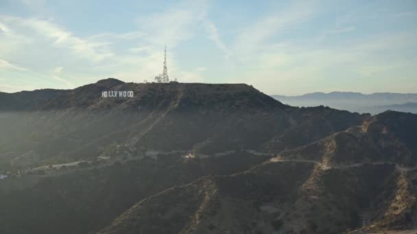 Drone footage of the famous landmark, the Hollywood sign in Los Angeles — Stock Video