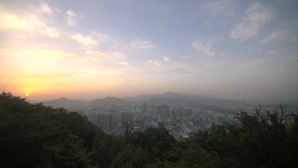 Seul Skyline o zachodzie słońca — Wideo stockowe