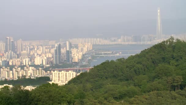 Seúl Skyline al atardecer — Vídeo de stock