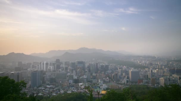 Seoul Skyline bij zonsondergang — Stockvideo