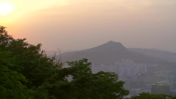 Seoul Skyline bij zonsondergang — Stockvideo