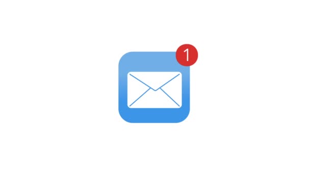 Un'icona e-mail che appare con le notifiche e-mail che contano fino — Video Stock