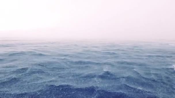 Handheld shot of a heavy rainstorm over the sea, Azores, Portugal — Stock Video