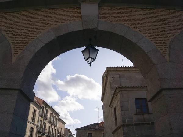 Lantaarn Aan Deur Van Plaza Mayor Avila Spanje — Stockfoto