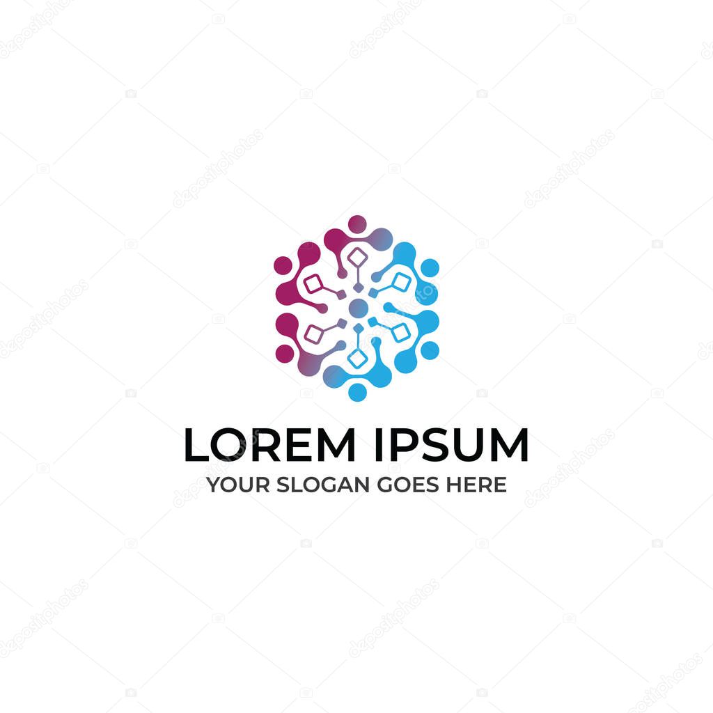 Modern geometric bio technology logo design template vector eps