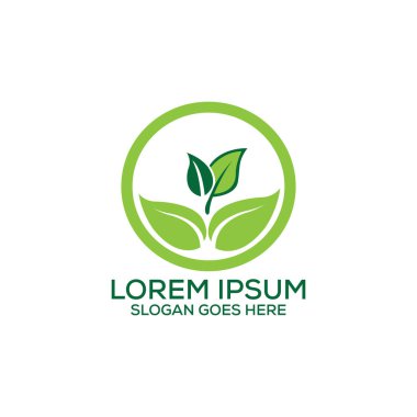Yeşil yaprak sağlıklı logo tasarım şablonu vektörü
