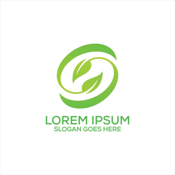 Πράσινο Φύλλο Υγιές Λογότυπο Σχεδιασμό Πρότυπο Διάνυσμα — Διανυσματικό Αρχείο