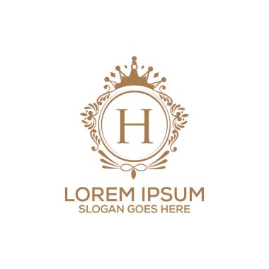 Dekoratif lüks H harfi logo tasarım şablon vektörü eps