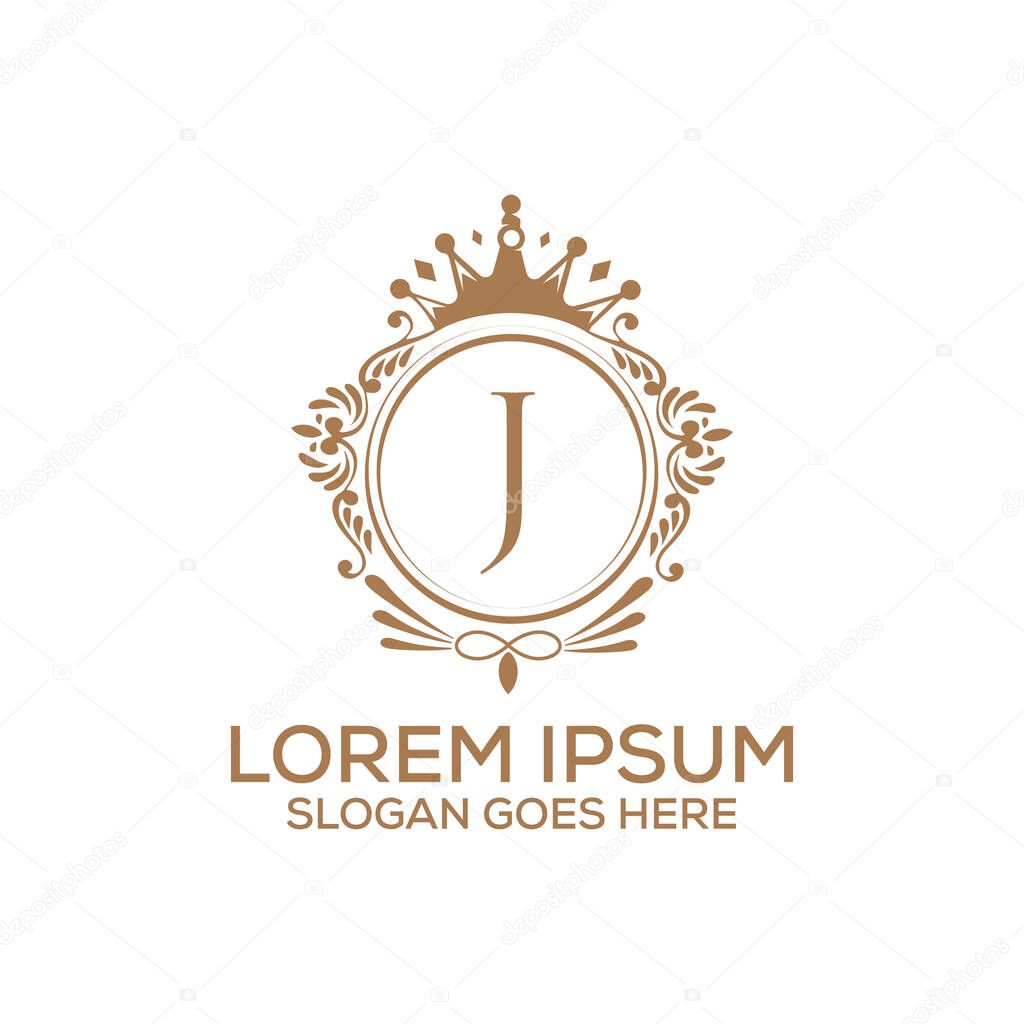 Decorative luxury J letter logo design template vector eps