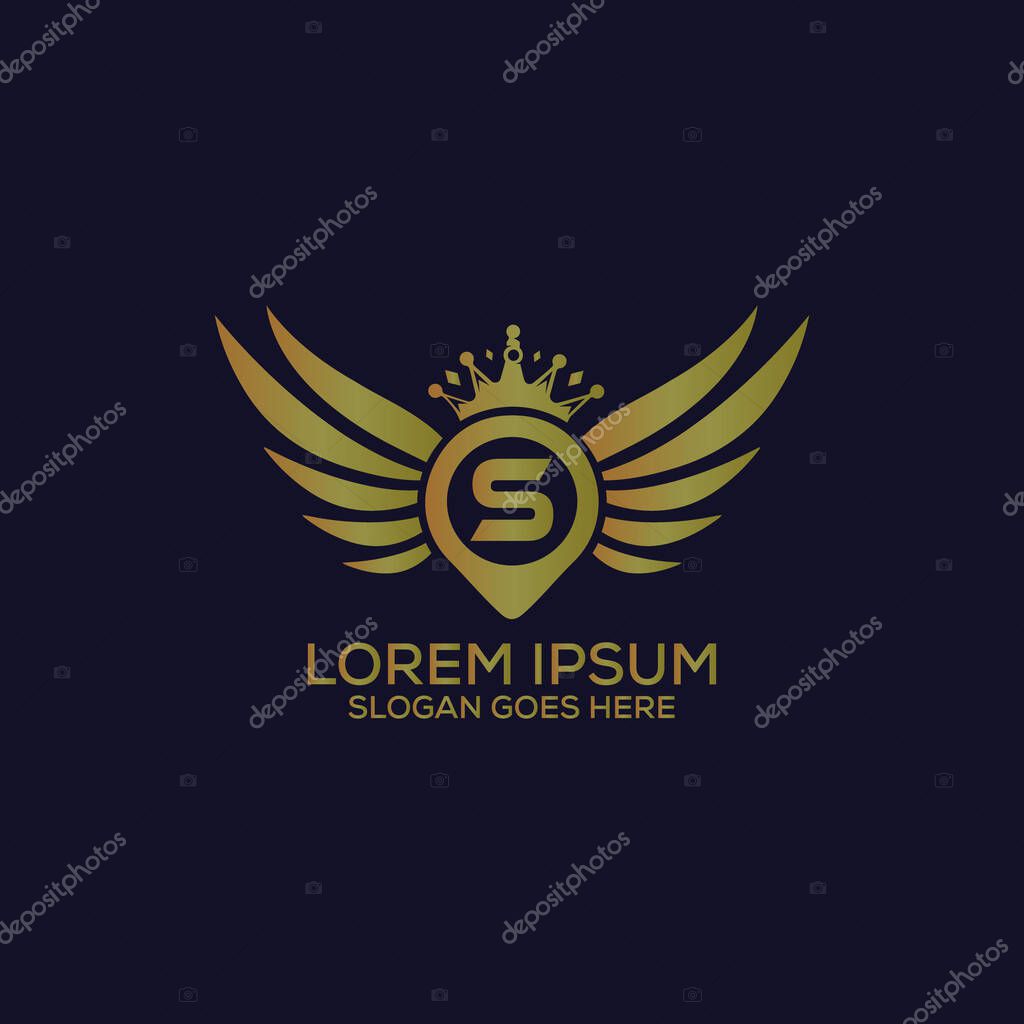 Wings S letter logo design template vector eps