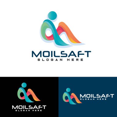 Renkli harf M insan logo şablonu 