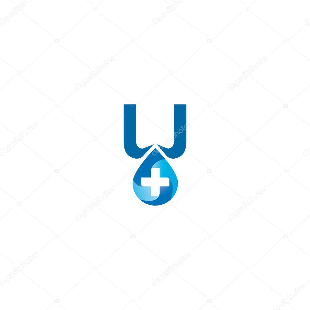 U letter health drop/sanitizer logo design template vector eps