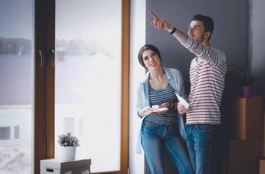 Çift renk örneği yeni ev için boya renk seçimi