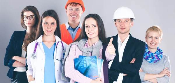 Portrait of smiling people with various occupations and showing ok — Stock Photo, Image