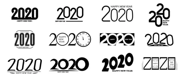 Conjunto de 2020 feliz año nuevo signos — Archivo Imágenes Vectoriales