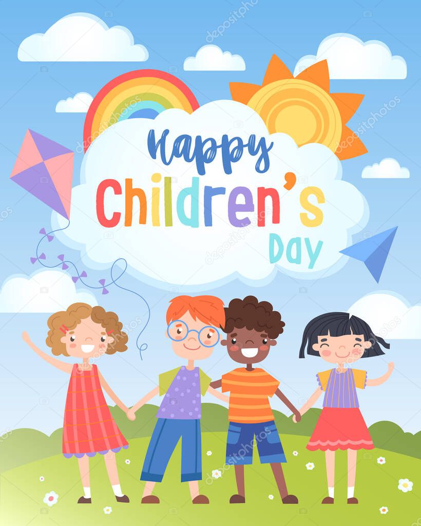 Happy International Children s Day greeting card