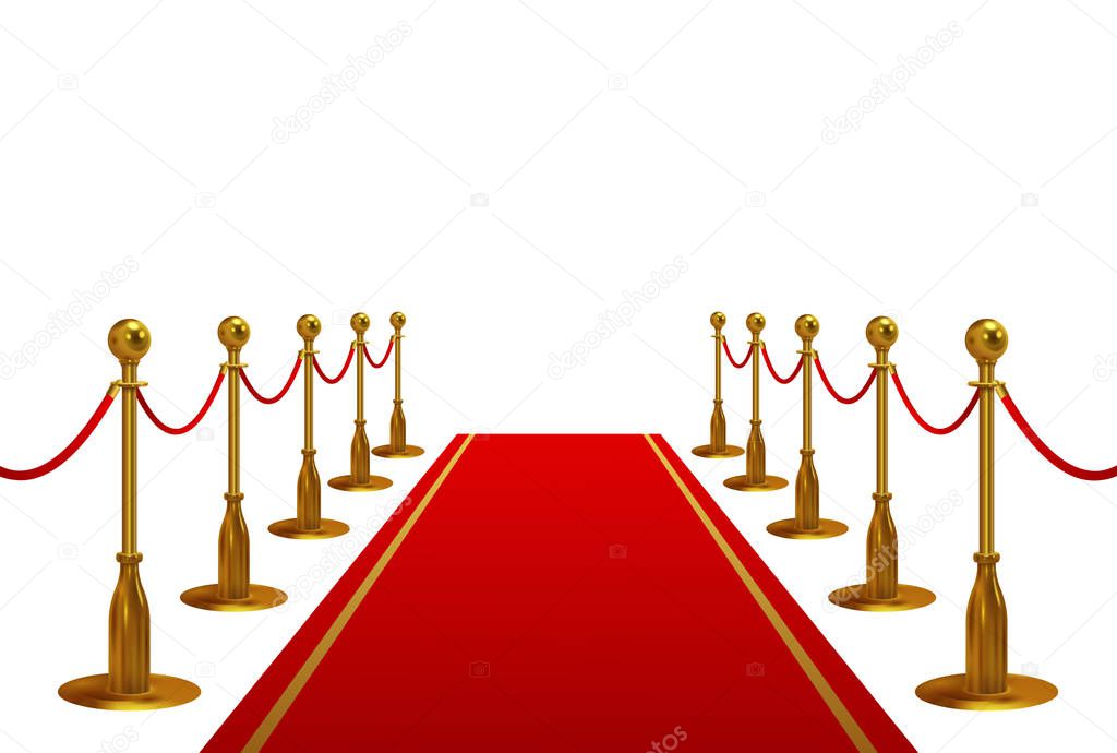 Red carpet with golden barriers and rope