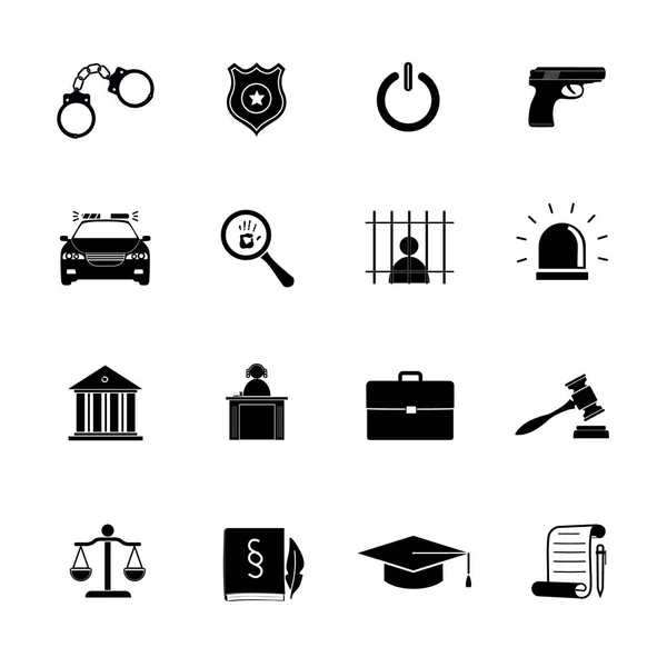 Law and justice line icons set — Stock Vector