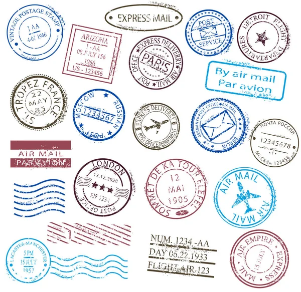 Conjunto de diferentes quadros de selos — Vetor de Stock