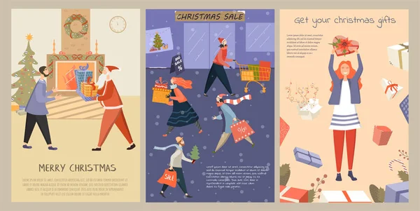 Ensemble de flyers vectoriels du marché de Noël — Image vectorielle
