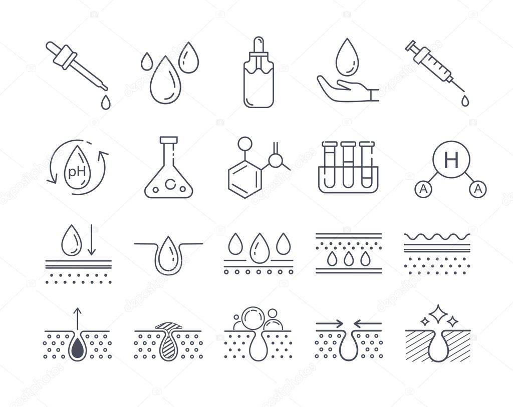 Black and white skin care icons set.