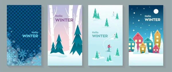 Bonjour Cartes postales ou images de fond pour l'hiver — Image vectorielle