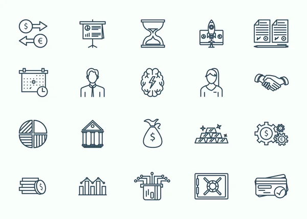 Gran conjunto de iconos de negocios y finanzas de dibujos animados — Vector de stock