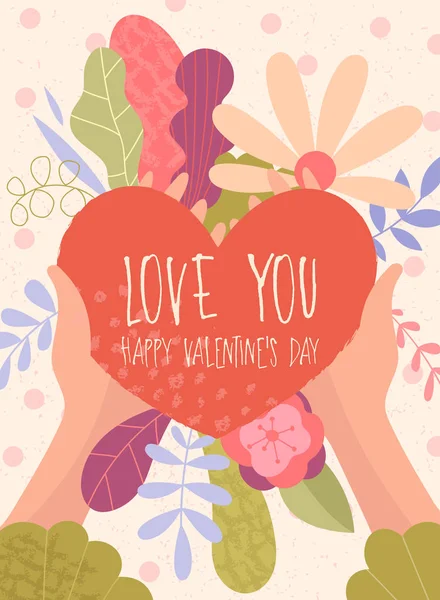 Love You Happy diseño de tarjetas de San Valentín — Vector de stock