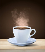 Horký kouřící šálek kávy espresso