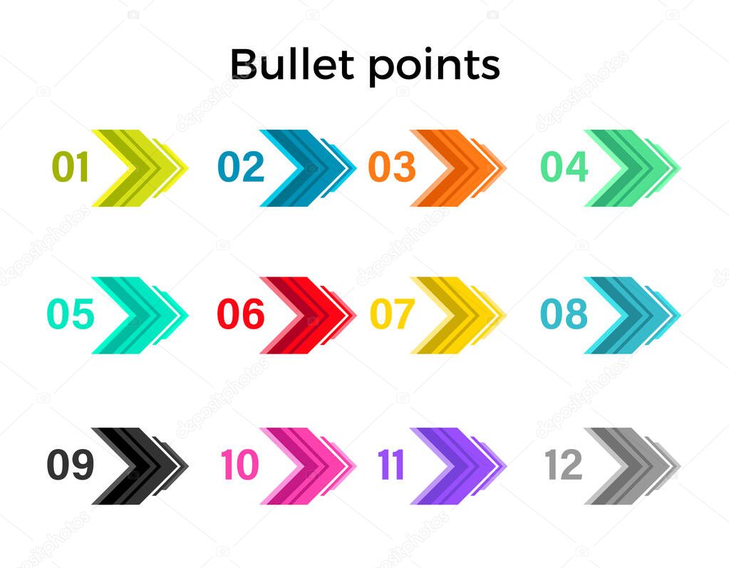 Colorful bullet points arrows