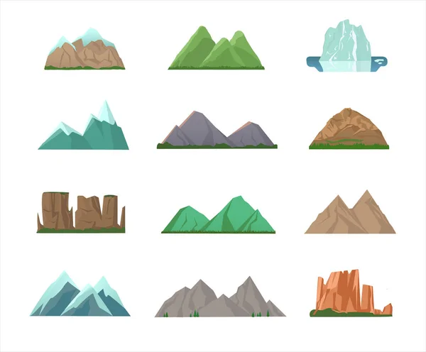 Conjunto de picos de montaña coloridos — Vector de stock